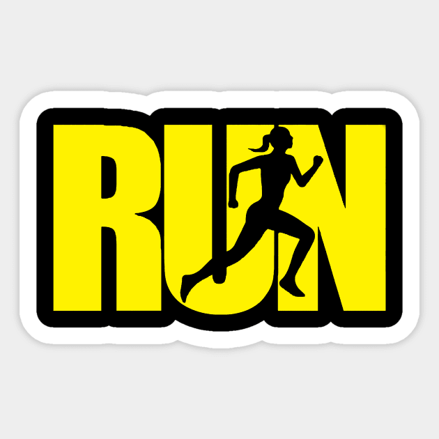 RUN yellow Sticker by Athletics Inc